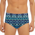 Blue Native Aztec Tribal Pattern Print Men's Triangle Swim Briefs