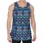 Blue Native Aztec Tribal Pattern Print Men's Velvet Tank Top