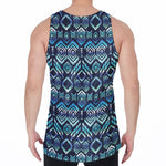 Blue Native Aztec Tribal Pattern Print Men's Velvet Tank Top