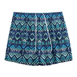 Blue Native Aztec Tribal Pattern Print Mesh Shorts
