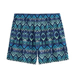Blue Native Aztec Tribal Pattern Print Mesh Shorts