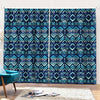 Blue Native Aztec Tribal Pattern Print Pencil Pleat Curtains