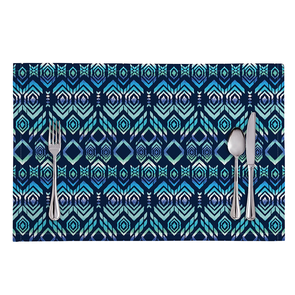 Blue Native Aztec Tribal Pattern Print Placemat