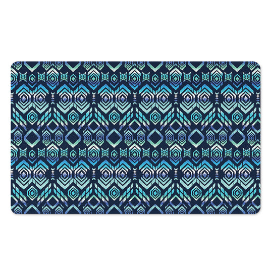 Blue Native Aztec Tribal Pattern Print Polyester Doormat