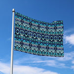 Blue Native Aztec Tribal Pattern Print Polyester Flag