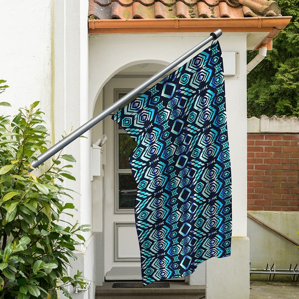 Blue Native Aztec Tribal Pattern Print Polyester Flag
