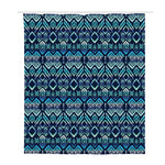 Blue Native Aztec Tribal Pattern Print Polyester Shower Curtain