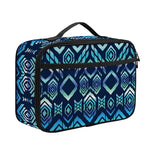 Blue Native Aztec Tribal Pattern Print Portable Lunch Bag