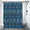 Blue Native Aztec Tribal Pattern Print Premium Shower Curtain