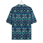 Blue Native Aztec Tribal Pattern Print Rayon Hawaiian Shirt