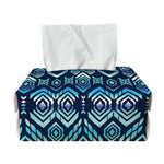 Blue Native Aztec Tribal Pattern Print Rectangle Tissue Box Cover