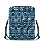Blue Native Aztec Tribal Pattern Print Rectangular Crossbody Bag