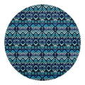 Blue Native Aztec Tribal Pattern Print Round Blanket