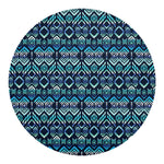Blue Native Aztec Tribal Pattern Print Round Blanket