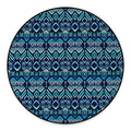 Blue Native Aztec Tribal Pattern Print Round Floor Mat