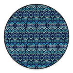 Blue Native Aztec Tribal Pattern Print Round Floor Mat