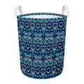 Blue Native Aztec Tribal Pattern Print Round Laundry Basket