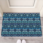 Blue Native Aztec Tribal Pattern Print Rubber Doormat