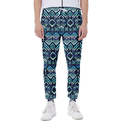 Blue Native Aztec Tribal Pattern Print Scuba Joggers