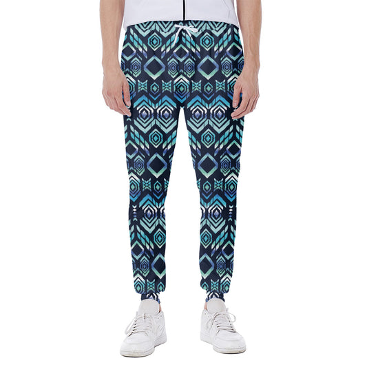 Blue Native Aztec Tribal Pattern Print Scuba Joggers