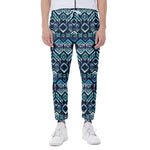 Blue Native Aztec Tribal Pattern Print Scuba Joggers
