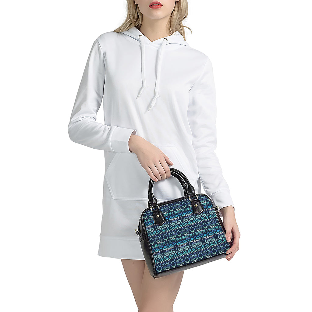 Blue Native Aztec Tribal Pattern Print Shoulder Handbag