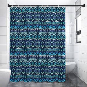 Blue Native Aztec Tribal Pattern Print Shower Curtain