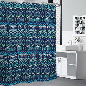 Blue Native Aztec Tribal Pattern Print Shower Curtain