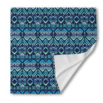 Blue Native Aztec Tribal Pattern Print Silk Bandana