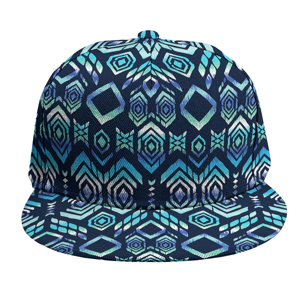 Blue Native Aztec Tribal Pattern Print Snapback Cap