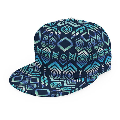 Blue Native Aztec Tribal Pattern Print Snapback Cap
