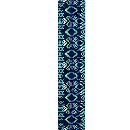 Blue Native Aztec Tribal Pattern Print Table Runner