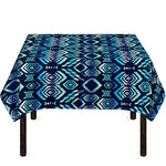 Blue Native Aztec Tribal Pattern Print Tablecloth