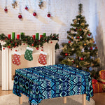 Blue Native Aztec Tribal Pattern Print Tablecloth