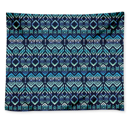 Blue Native Aztec Tribal Pattern Print Tapestry