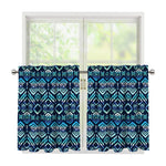 Blue Native Aztec Tribal Pattern Print Tier Curtains