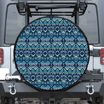Blue Native Aztec Tribal Pattern Print Tire Cover
