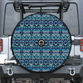 Blue Native Aztec Tribal Pattern Print Tire Cover With Camera Hole