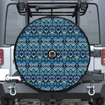 Blue Native Aztec Tribal Pattern Print Tire Cover With Camera Hole