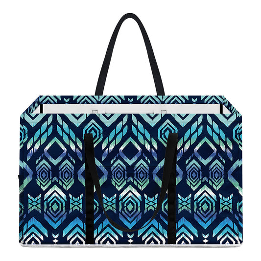 Blue Native Aztec Tribal Pattern Print Utility Tote Bag