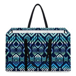 Blue Native Aztec Tribal Pattern Print Utility Tote Bag