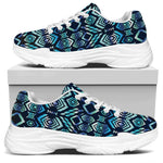 Blue Native Aztec Tribal Pattern Print White Chunky Shoes