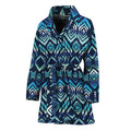 Blue Native Aztec Tribal Pattern Print Women's Bathrobe