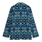 Blue Native Aztec Tribal Pattern Print Women's Blazer