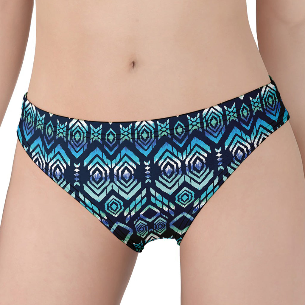 Blue Native Aztec Tribal Pattern Print Women's Panties