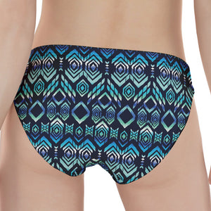 Blue Native Aztec Tribal Pattern Print Women's Panties