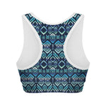 Blue Native Aztec Tribal Pattern Print Women's Sports Bra