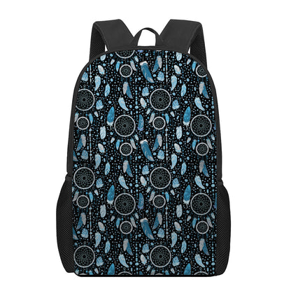 Blue Native Dream Catcher Pattern Print 17 Inch Backpack