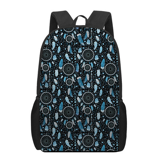 Blue Native Dream Catcher Pattern Print 17 Inch Backpack