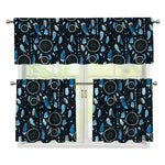Blue Native Dream Catcher Pattern Print 3 Piece Kitchen Curtains